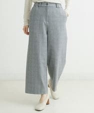 NHLAU86210 GIANNI LO GIUDICE(小さいサイズ)(メゾン ドゥ サンク) ［日本製/洗える］グレンチェックストレッチワイドストレートパンツ グレー系