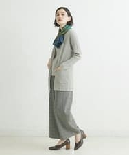 NHLAU86210 GIANNI LO GIUDICE(小さいサイズ)(メゾン ドゥ サンク) ［日本製/洗える］グレンチェックストレッチワイドストレートパンツ グレー系