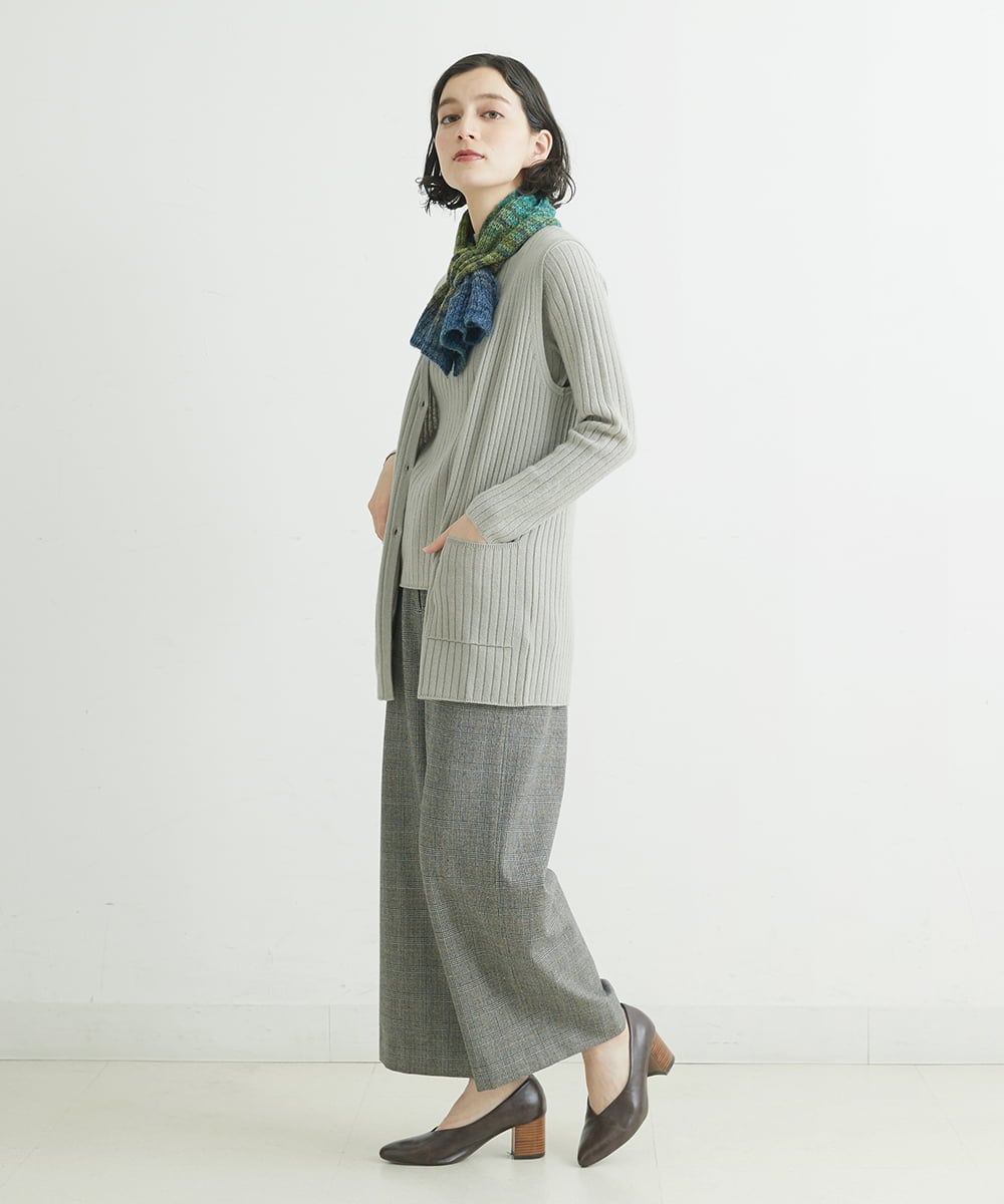 NHLAU86210 GIANNI LO GIUDICE(小さいサイズ)(メゾン ドゥ サンク) ［日本製/洗える］グレンチェックストレッチワイドストレートパンツ グレー系
