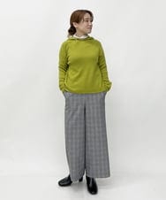 NHLAU86210 GIANNI LO GIUDICE(小さいサイズ)(メゾン ドゥ サンク) ［日本製/洗える］グレンチェックストレッチワイドストレートパンツ グレー系