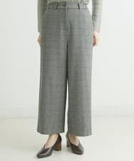 NHLAU86210 GIANNI LO GIUDICE(小さいサイズ)(メゾン ドゥ サンク) ［日本製/洗える］グレンチェックストレッチワイドストレートパンツ グレー系