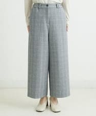 NHLAU86210 GIANNI LO GIUDICE(小さいサイズ)(メゾン ドゥ サンク) ［日本製/洗える］グレンチェックストレッチワイドストレートパンツ グレー系
