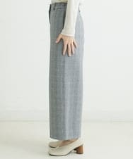 NHLAU86210 GIANNI LO GIUDICE(小さいサイズ)(メゾン ドゥ サンク) ［日本製/洗える］グレンチェックストレッチワイドストレートパンツ グレー系
