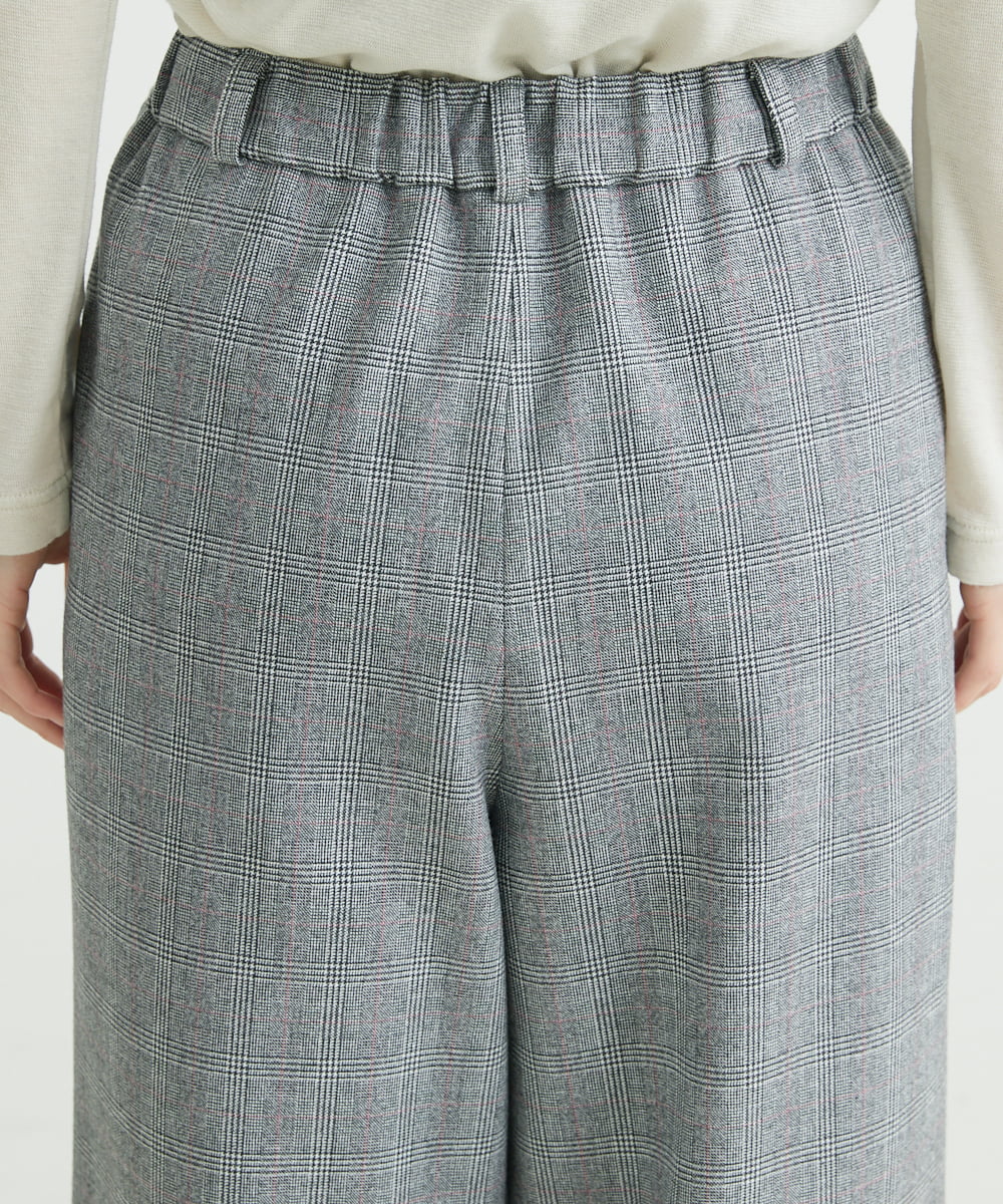 NHLAU86210 GIANNI LO GIUDICE(小さいサイズ)(メゾン ドゥ サンク) ［日本製/洗える］グレンチェックストレッチワイドストレートパンツ グレー系