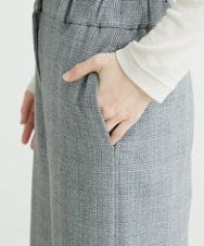 NHLAU86210 GIANNI LO GIUDICE(小さいサイズ)(メゾン ドゥ サンク) ［日本製/洗える］グレンチェックストレッチワイドストレートパンツ グレー系
