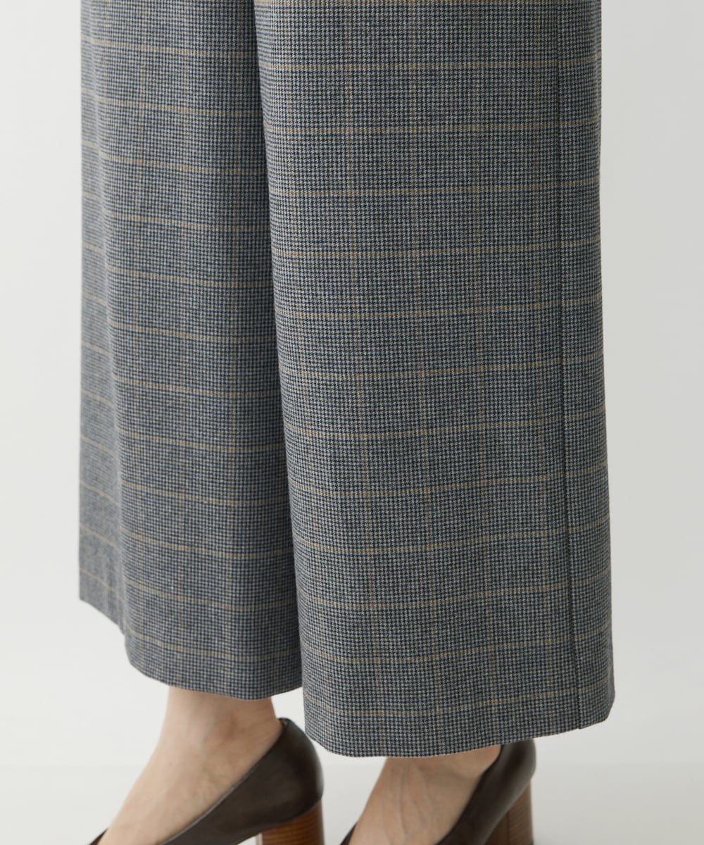 NHLAW25250 GIANNI LO GIUDICE(小さいサイズ)(メゾン ドゥ サンク) [日本製]ガンクラブチェック柄ワイドパンツ ダークグレー・ブルー系