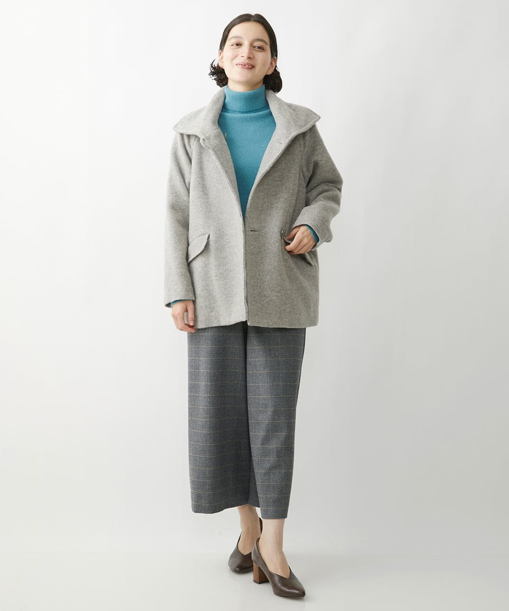 NHLAW25250 GIANNI LO GIUDICE(小さいサイズ)(メゾン ドゥ サンク) [日本製]ガンクラブチェック柄ワイドパンツ ダークグレー・ブルー系