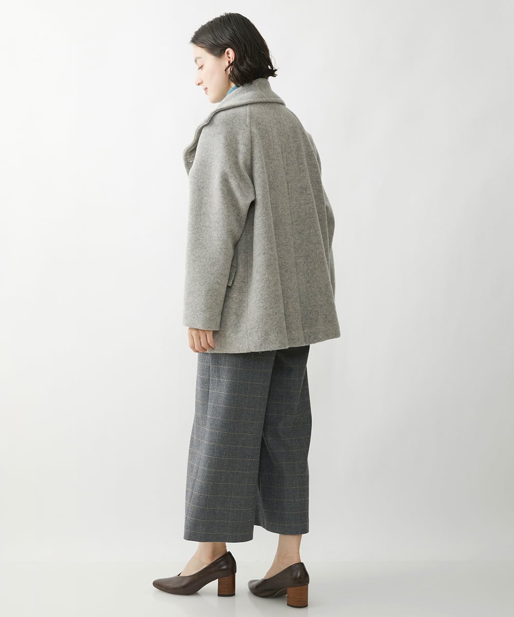 NHLAW25250 GIANNI LO GIUDICE(小さいサイズ)(メゾン ドゥ サンク) [日本製]ガンクラブチェック柄ワイドパンツ ダークグレー・ブルー系