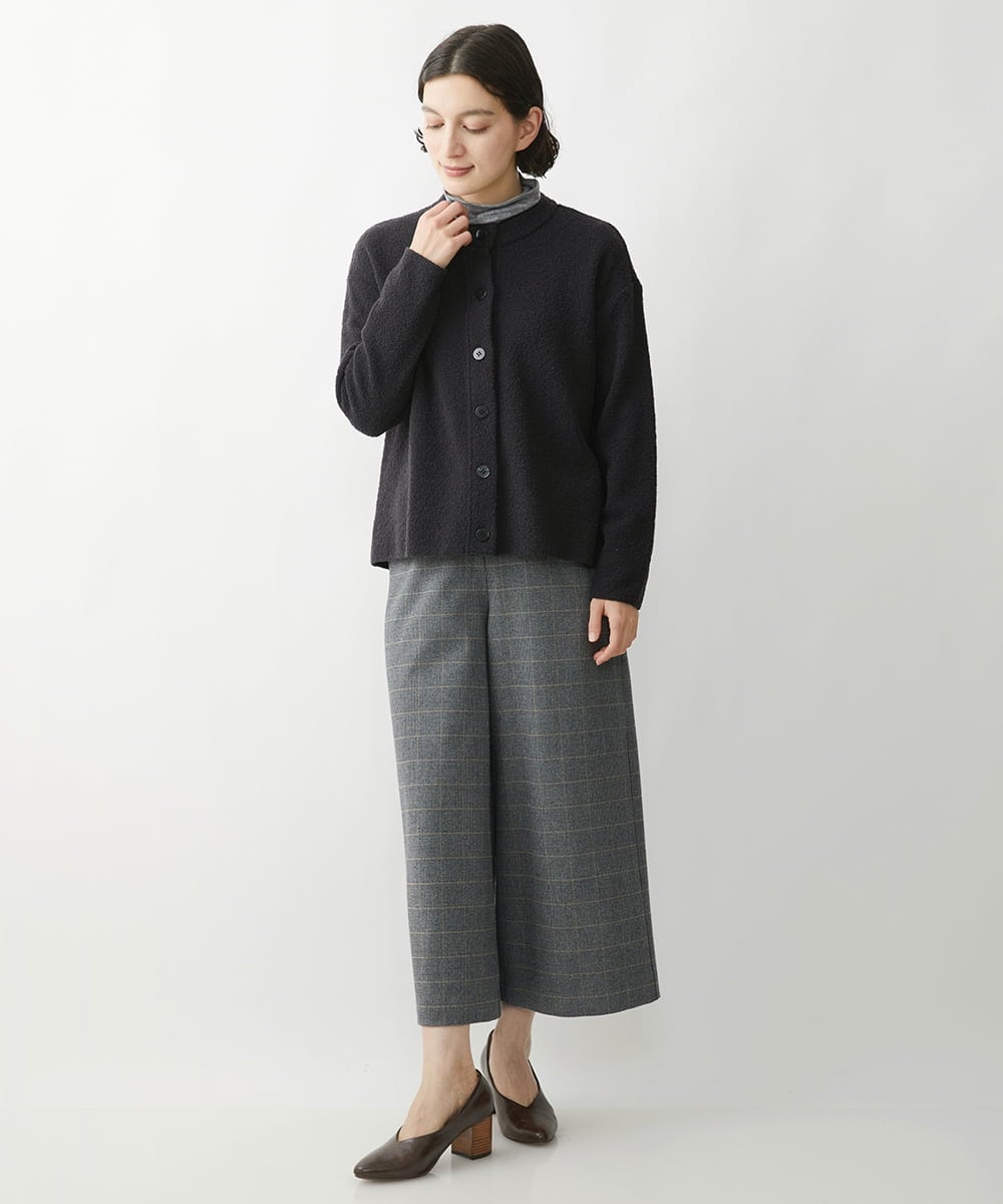 NHLAW25250 GIANNI LO GIUDICE(小さいサイズ)(メゾン ドゥ サンク) [日本製]ガンクラブチェック柄ワイドパンツ ダークグレー・ブルー系