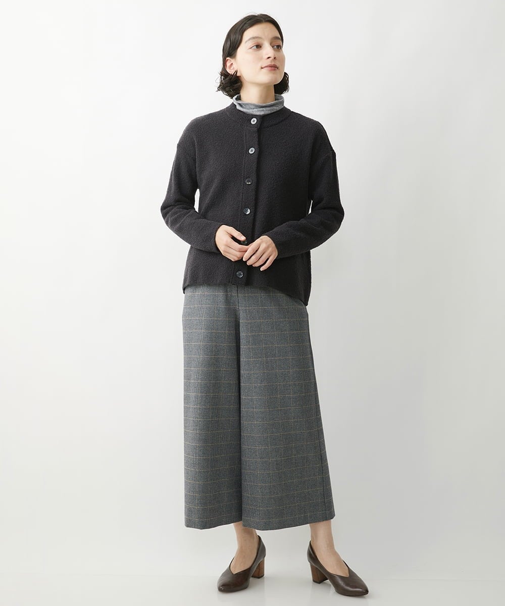 NHLAW25250 GIANNI LO GIUDICE(小さいサイズ)(メゾン ドゥ サンク) [日本製]ガンクラブチェック柄ワイドパンツ ダークグレー・ブルー系