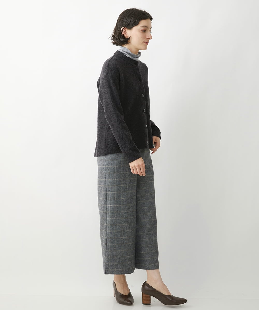 NHLAW25250 GIANNI LO GIUDICE(小さいサイズ)(メゾン ドゥ サンク) [日本製]ガンクラブチェック柄ワイドパンツ ダークグレー・ブルー系