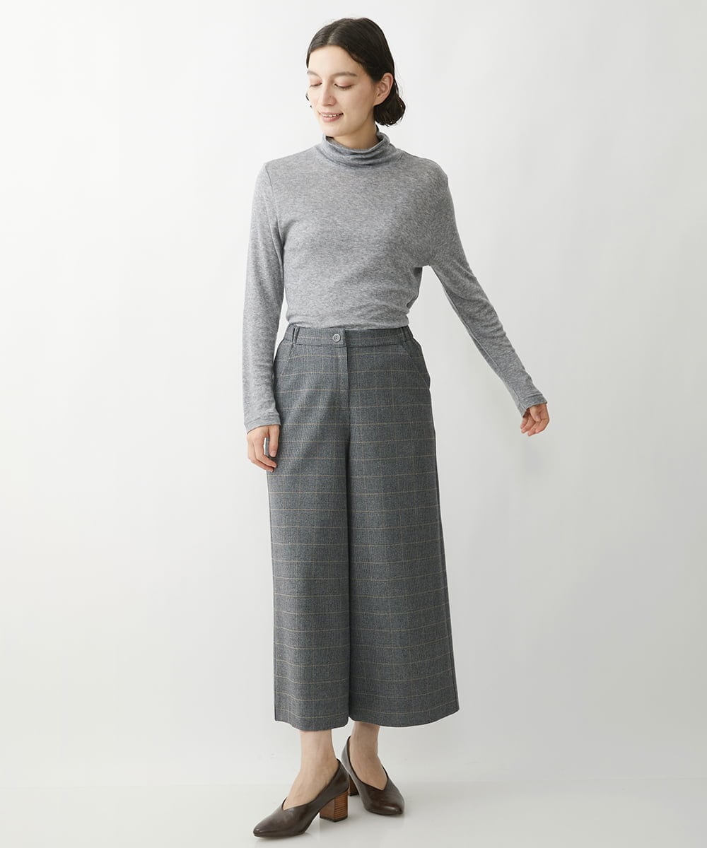 NHLAW25250 GIANNI LO GIUDICE(小さいサイズ)(メゾン ドゥ サンク) [日本製]ガンクラブチェック柄ワイドパンツ ダークグレー・ブルー系