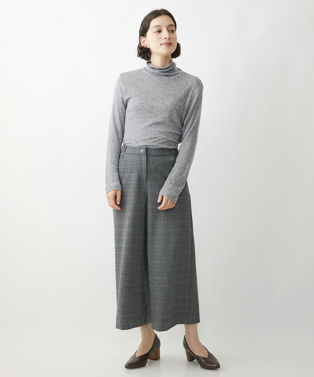 NHLAW25250 GIANNI LO GIUDICE(小さいサイズ)(メゾン ドゥ サンク) [日本製]ガンクラブチェック柄ワイドパンツ ダークグレー・ブルー系