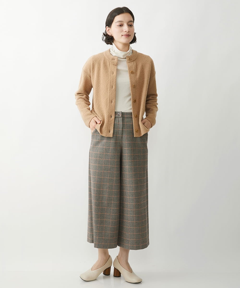 NHLAW25250 GIANNI LO GIUDICE(小さいサイズ)(メゾン ドゥ サンク) [日本製]ガンクラブチェック柄ワイドパンツ ダークグレー・ブルー系