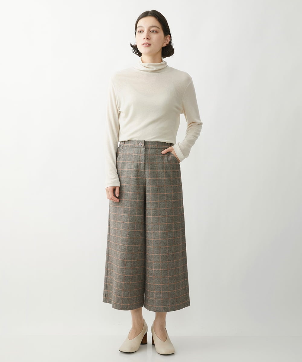 NHLAW25250 GIANNI LO GIUDICE(小さいサイズ)(メゾン ドゥ サンク) [日本製]ガンクラブチェック柄ワイドパンツ ダークグレー・ブルー系