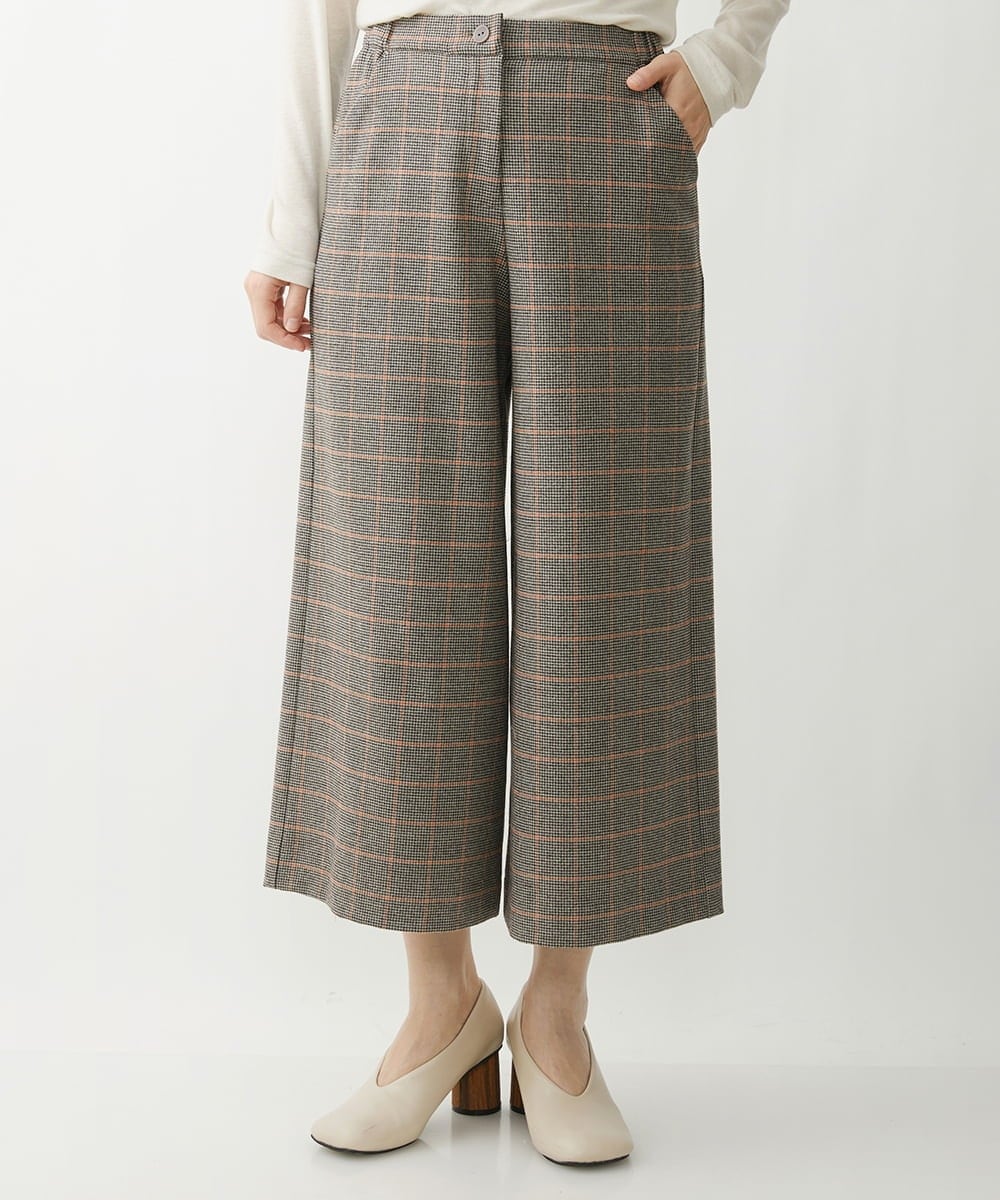 NHLAW25250 GIANNI LO GIUDICE(小さいサイズ)(メゾン ドゥ サンク) [日本製]ガンクラブチェック柄ワイドパンツ ダークグレー・ブルー系