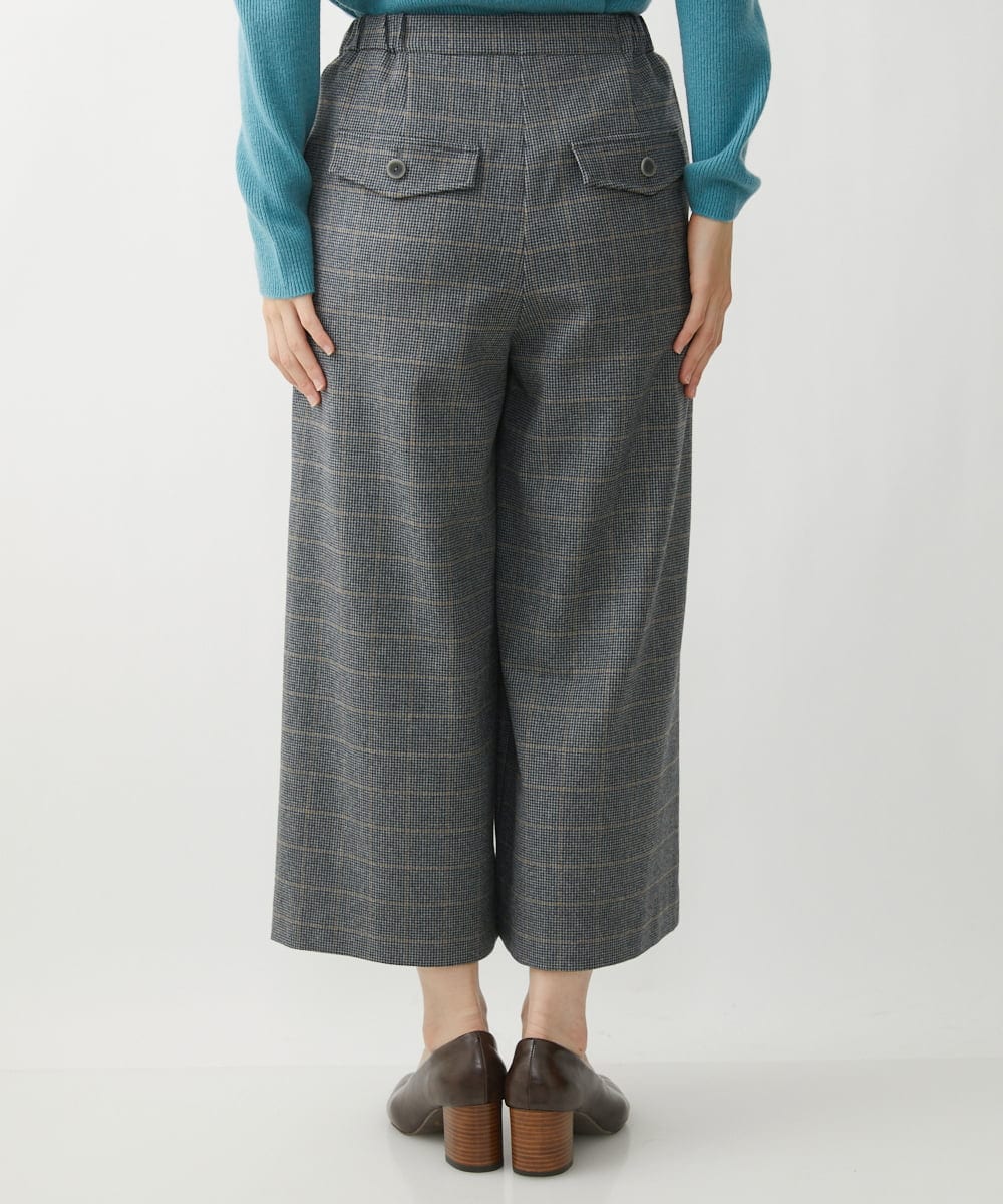 NHLAW25250 GIANNI LO GIUDICE(小さいサイズ)(メゾン ドゥ サンク) [日本製]ガンクラブチェック柄ワイドパンツ ダークグレー・ブルー系