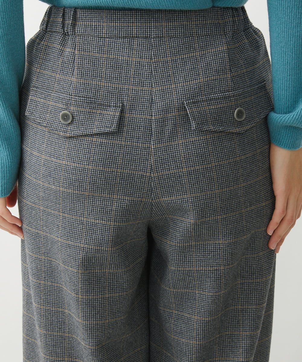NHLAW25250 GIANNI LO GIUDICE(小さいサイズ)(メゾン ドゥ サンク) [日本製]ガンクラブチェック柄ワイドパンツ ダークグレー・ブルー系