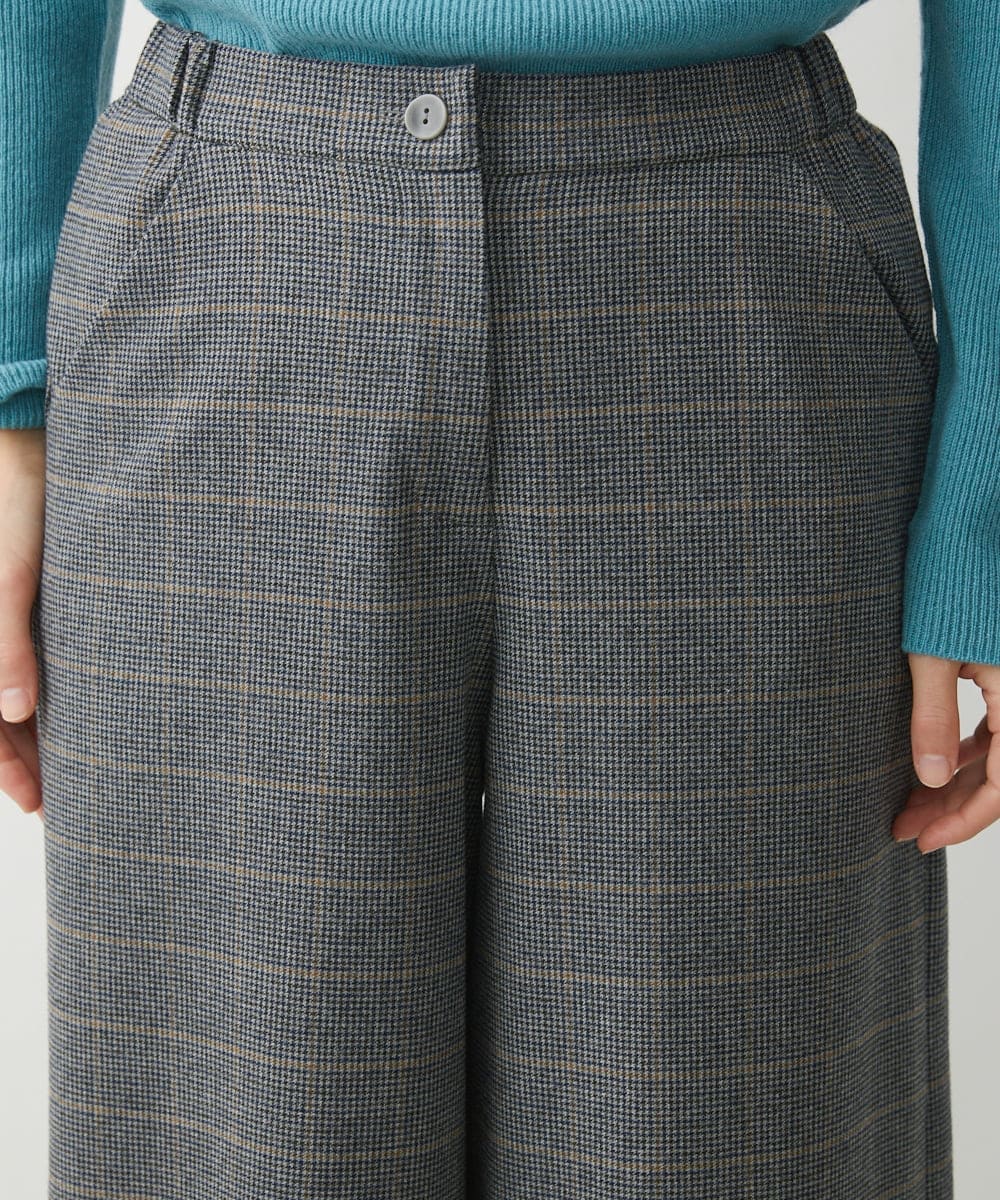 NHLAW25250 GIANNI LO GIUDICE(小さいサイズ)(メゾン ドゥ サンク) [日本製]ガンクラブチェック柄ワイドパンツ ダークグレー・ブルー系