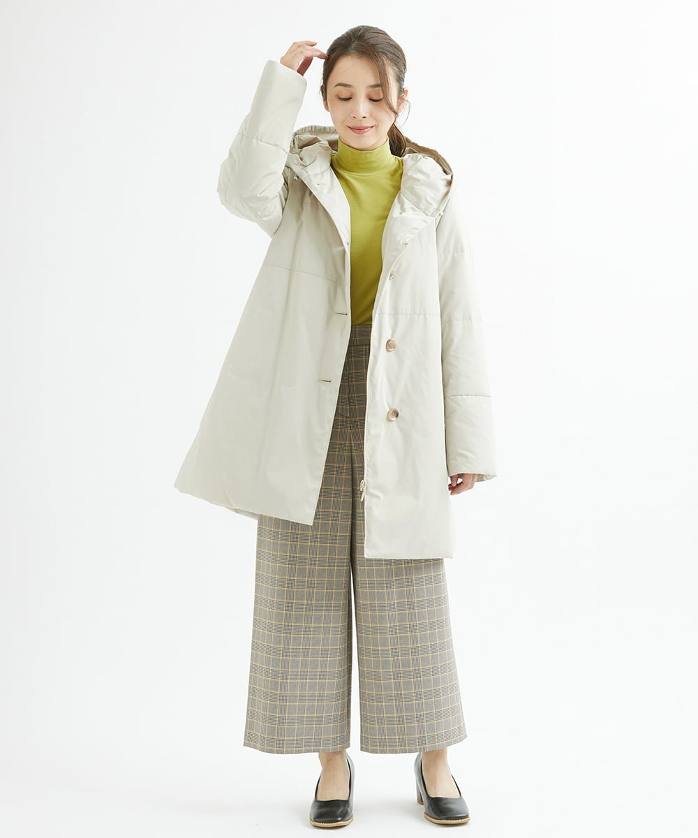NHLAX84210 GIANNI LO GIUDICE(小さいサイズ)(メゾン ドゥ サンク) [日本製/洗える]カラーグレンチェックワイドストレートパンツ ベージュ系