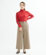 NHLAX84210 GIANNI LO GIUDICE(小さいサイズ)(メゾン ドゥ サンク) [日本製/洗える]カラーグレンチェックワイドストレートパンツ ベージュ系
