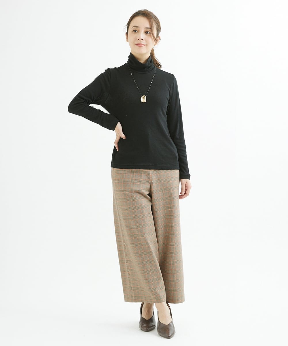 NHLAX84210 GIANNI LO GIUDICE(小さいサイズ)(メゾン ドゥ サンク) [日本製/洗える]カラーグレンチェックワイドストレートパンツ ベージュ系