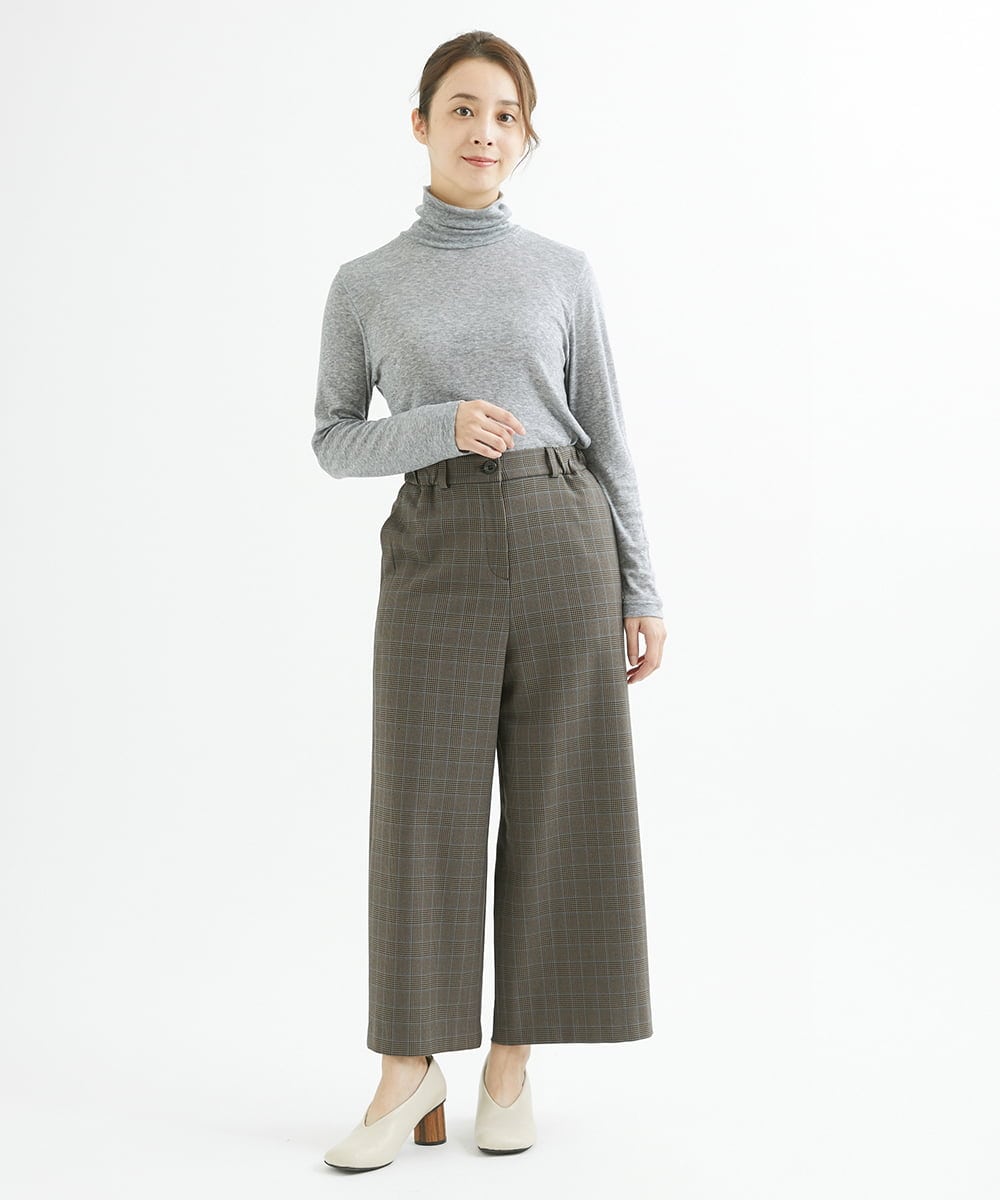 NHLAX84210 GIANNI LO GIUDICE(小さいサイズ)(メゾン ドゥ サンク) [日本製/洗える]カラーグレンチェックワイドストレートパンツ ベージュ系