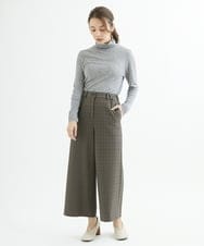 NHLAX84210 GIANNI LO GIUDICE(小さいサイズ)(メゾン ドゥ サンク) [日本製/洗える]カラーグレンチェックワイドストレートパンツ ベージュ系