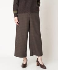 NHLAX84210 GIANNI LO GIUDICE(小さいサイズ)(メゾン ドゥ サンク) [日本製/洗える]カラーグレンチェックワイドストレートパンツ ベージュ系