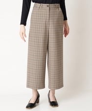 NHLAX84210 GIANNI LO GIUDICE(小さいサイズ)(メゾン ドゥ サンク) [日本製/洗える]カラーグレンチェックワイドストレートパンツ ベージュ系