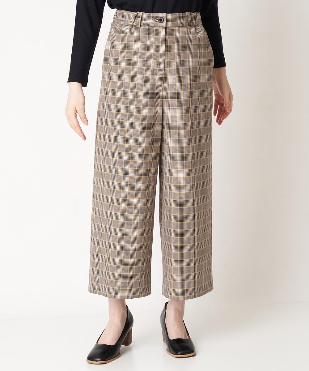 NHLAX84210 GIANNI LO GIUDICE(小さいサイズ)(メゾン ドゥ サンク) [日本製/洗える]カラーグレンチェックワイドストレートパンツ ベージュ系