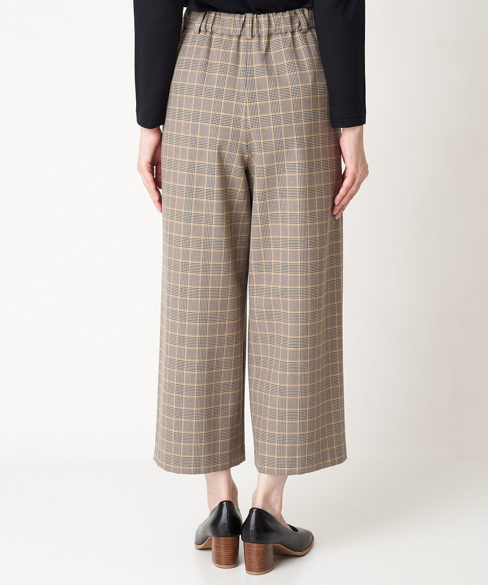 NHLAX84210 GIANNI LO GIUDICE(小さいサイズ)(メゾン ドゥ サンク) [日本製/洗える]カラーグレンチェックワイドストレートパンツ ベージュ系