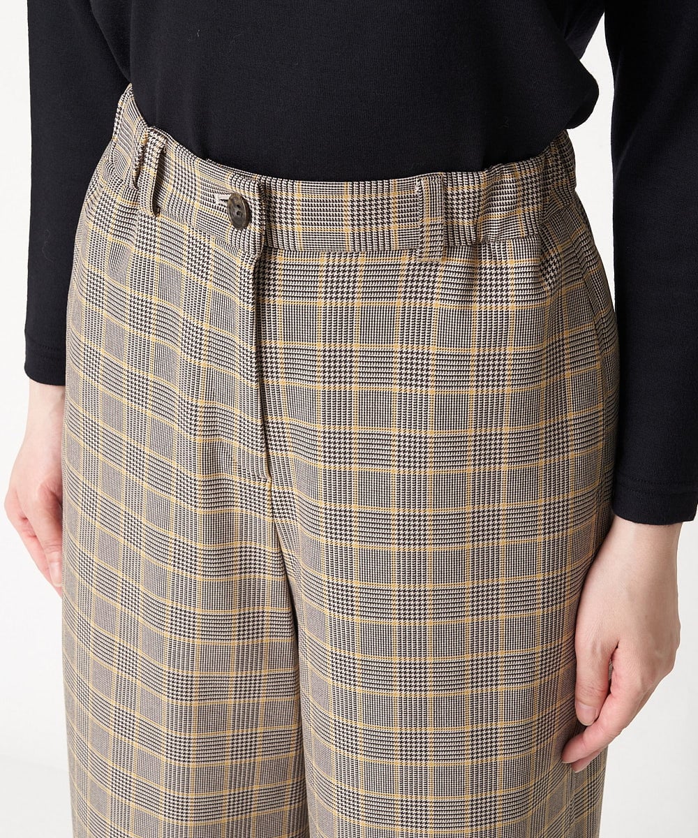 NHLAX84210 GIANNI LO GIUDICE(小さいサイズ)(メゾン ドゥ サンク) [日本製/洗える]カラーグレンチェックワイドストレートパンツ ベージュ系