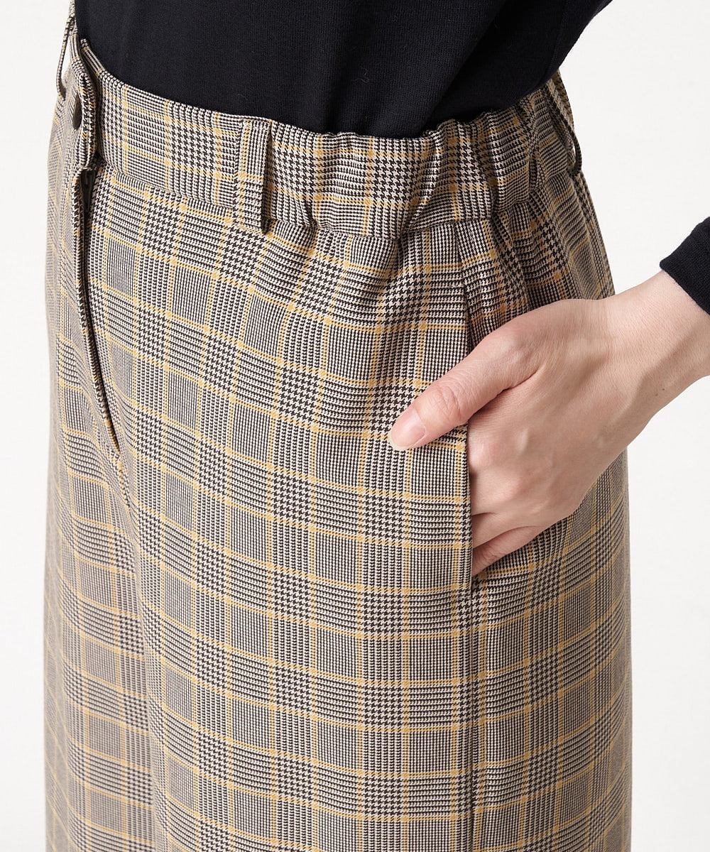 NHLAX84210 GIANNI LO GIUDICE(小さいサイズ)(メゾン ドゥ サンク) [日本製/洗える]カラーグレンチェックワイドストレートパンツ ベージュ系