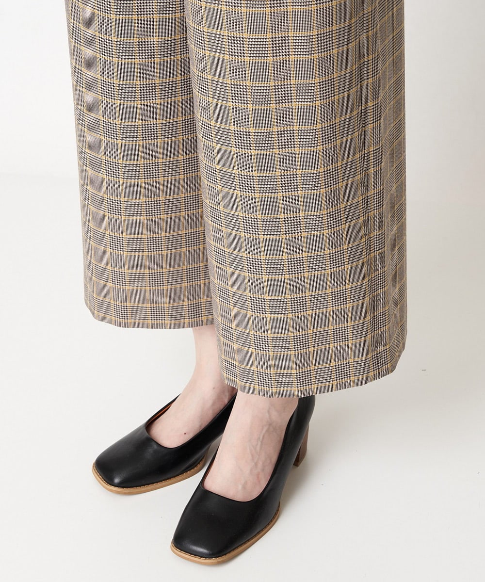 NHLAX84210 GIANNI LO GIUDICE(小さいサイズ)(メゾン ドゥ サンク) [日本製/洗える]カラーグレンチェックワイドストレートパンツ ベージュ系