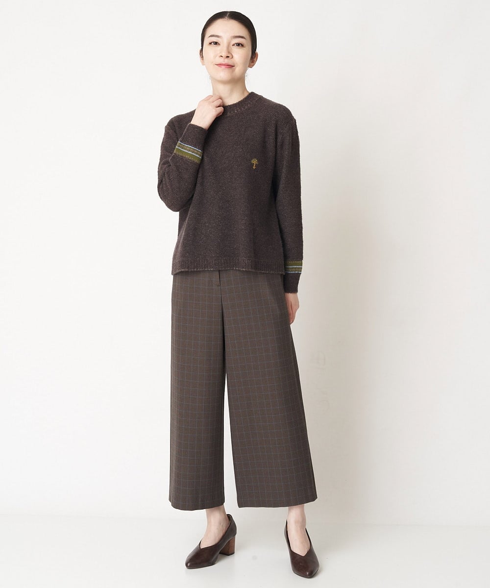 NHLAX84210 GIANNI LO GIUDICE(小さいサイズ)(メゾン ドゥ サンク) [日本製/洗える]カラーグレンチェックワイドストレートパンツ ベージュ系