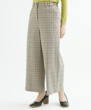 NHLAX84210 GIANNI LO GIUDICE(小さいサイズ)(メゾン ドゥ サンク) [日本製/洗える]カラーグレンチェックワイドストレートパンツ ベージュ系