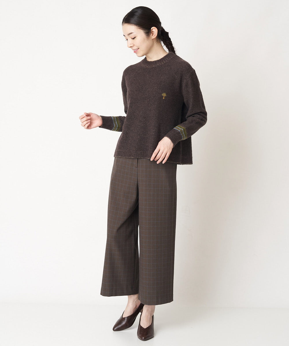 NHLAX84210 GIANNI LO GIUDICE(小さいサイズ)(メゾン ドゥ サンク) [日本製/洗える]カラーグレンチェックワイドストレートパンツ ベージュ系