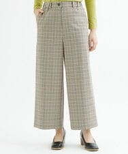 NHLAX84210 GIANNI LO GIUDICE(小さいサイズ)(メゾン ドゥ サンク) [日本製/洗える]カラーグレンチェックワイドストレートパンツ ベージュ系