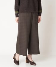 NHLAX84210 GIANNI LO GIUDICE(小さいサイズ)(メゾン ドゥ サンク) [日本製/洗える]カラーグレンチェックワイドストレートパンツ ダークグレー系