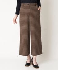 NHLAX86210 GIANNI LO GIUDICE(小さいサイズ)(メゾン ドゥ サンク) [日本製/洗える]格子チェック起毛セミワイドパンツ ブラウン系