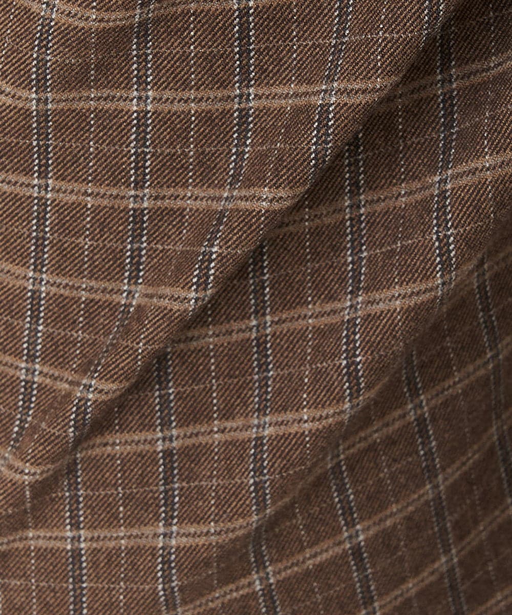 NHLAX86210 GIANNI LO GIUDICE(小さいサイズ)(メゾン ドゥ サンク) [日本製/洗える]格子チェック起毛セミワイドパンツ ブラウン系