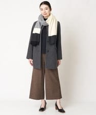 NHLAX86210 GIANNI LO GIUDICE(小さいサイズ)(メゾン ドゥ サンク) [日本製/洗える]格子チェック起毛セミワイドパンツ ブラウン系