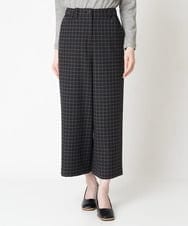 NHLAX86210 GIANNI LO GIUDICE(小さいサイズ)(メゾン ドゥ サンク) [日本製/洗える]格子チェック起毛セミワイドパンツ ブラウン系