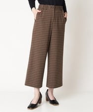 NHLAX86210 GIANNI LO GIUDICE(小さいサイズ)(メゾン ドゥ サンク) [日本製/洗える]格子チェック起毛セミワイドパンツ ブラウン系