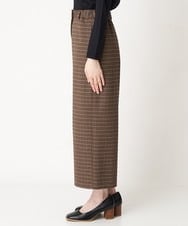 NHLAX86210 GIANNI LO GIUDICE(小さいサイズ)(メゾン ドゥ サンク) [日本製/洗える]格子チェック起毛セミワイドパンツ ブラウン系