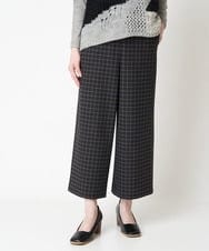 NHLAX86210 GIANNI LO GIUDICE(小さいサイズ)(メゾン ドゥ サンク) [日本製/洗える]格子チェック起毛セミワイドパンツ ブラック系