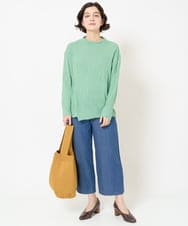 NHLEA90230 GIANNI LO GIUDICE(小さいサイズ)(メゾン ドゥ サンク) フリクションデニムワイドパンツ ネイビー