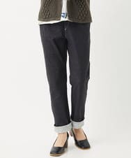 NHLEB51270 GIANNI LO GIUDICE(小さいサイズ)(メゾン ドゥ サンク) [日本製]デニムレースプリントパンツ ネイビーブラック