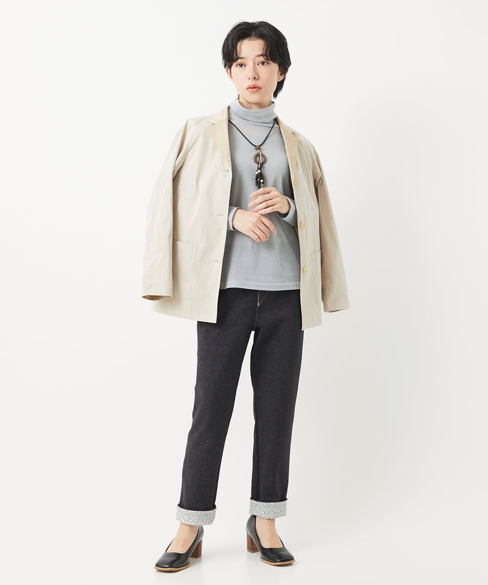 NHLEB51270 GIANNI LO GIUDICE(小さいサイズ)(メゾン ドゥ サンク) [日本製]デニムレースプリントパンツ ネイビーブラック